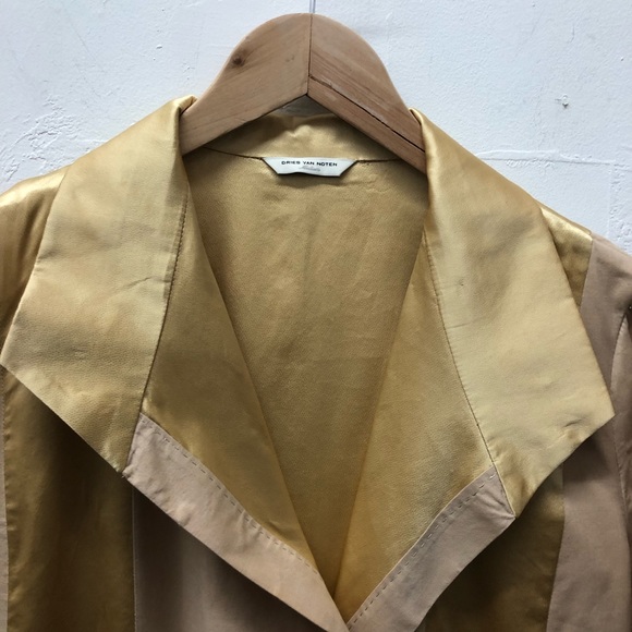 Dries Van Noten Long Jacket Silk Cotton Golden Color Size M - Picture 6 of 10